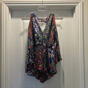 Indikah Bohemian Boho Long Sleeve Cut Out Romper